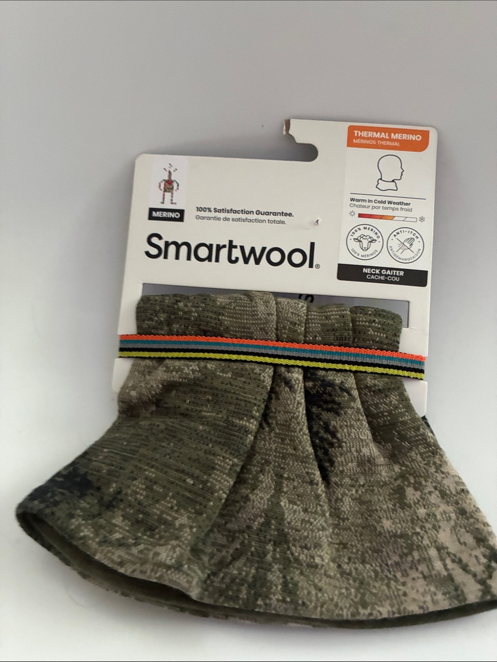 Smartwool Men's Thermal Merino Neck Gaiter - Olive with Multicolor Stripe